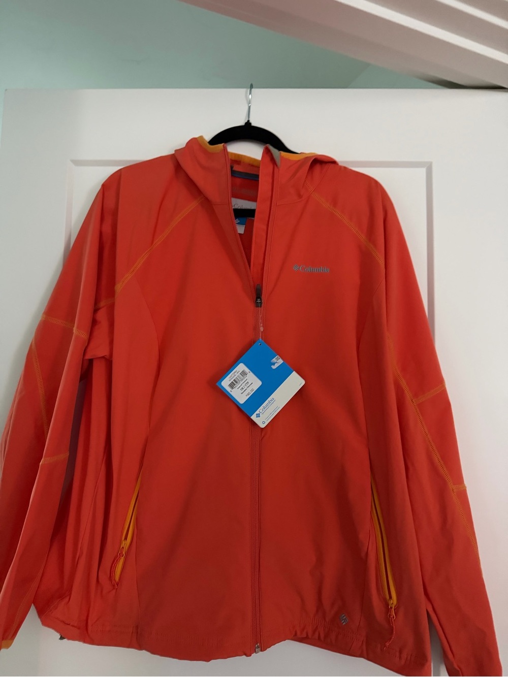 Columbia Women's Orange Hooded Softshell Jacket with Yellow Accents
